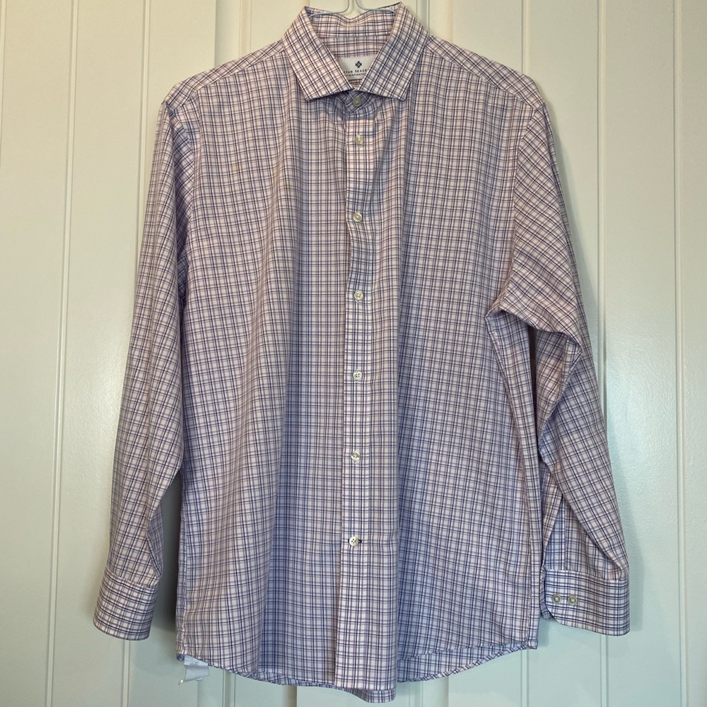 New!  Ryan Seacrest Distinction Plaid Button Up Long Sleeve Shirt